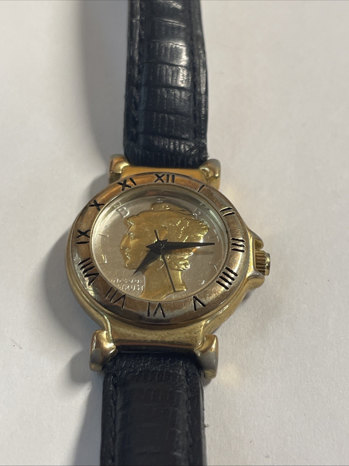 Waltham Limited Edition 1 0f 5000 Mercury Dime Gold Plated Watch Vtg. 90% Silver