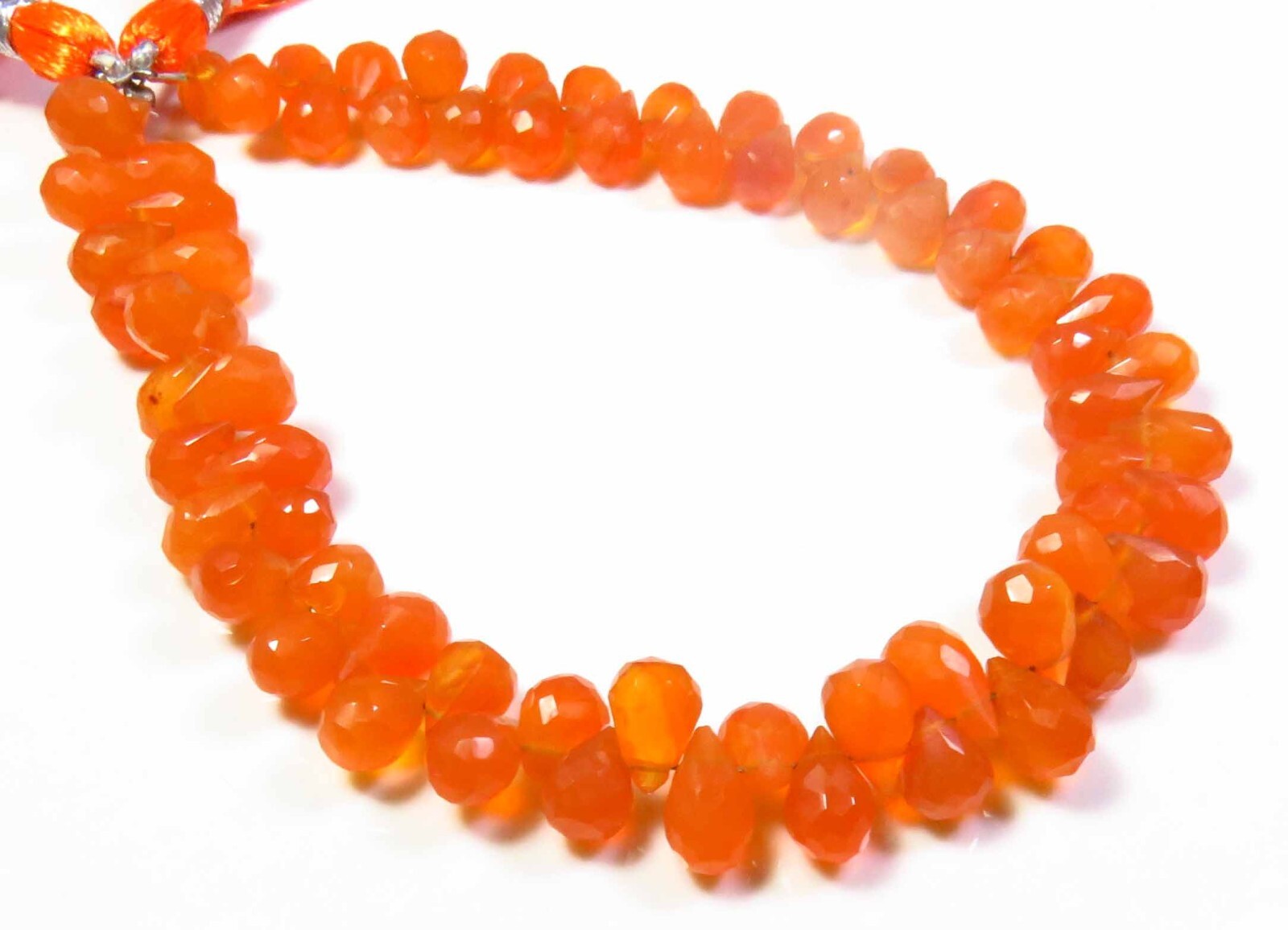 Orange Carnelian Gems Teardrop Micro Faceted Beads 8″Strand 6.5-8.5mm GV-3115