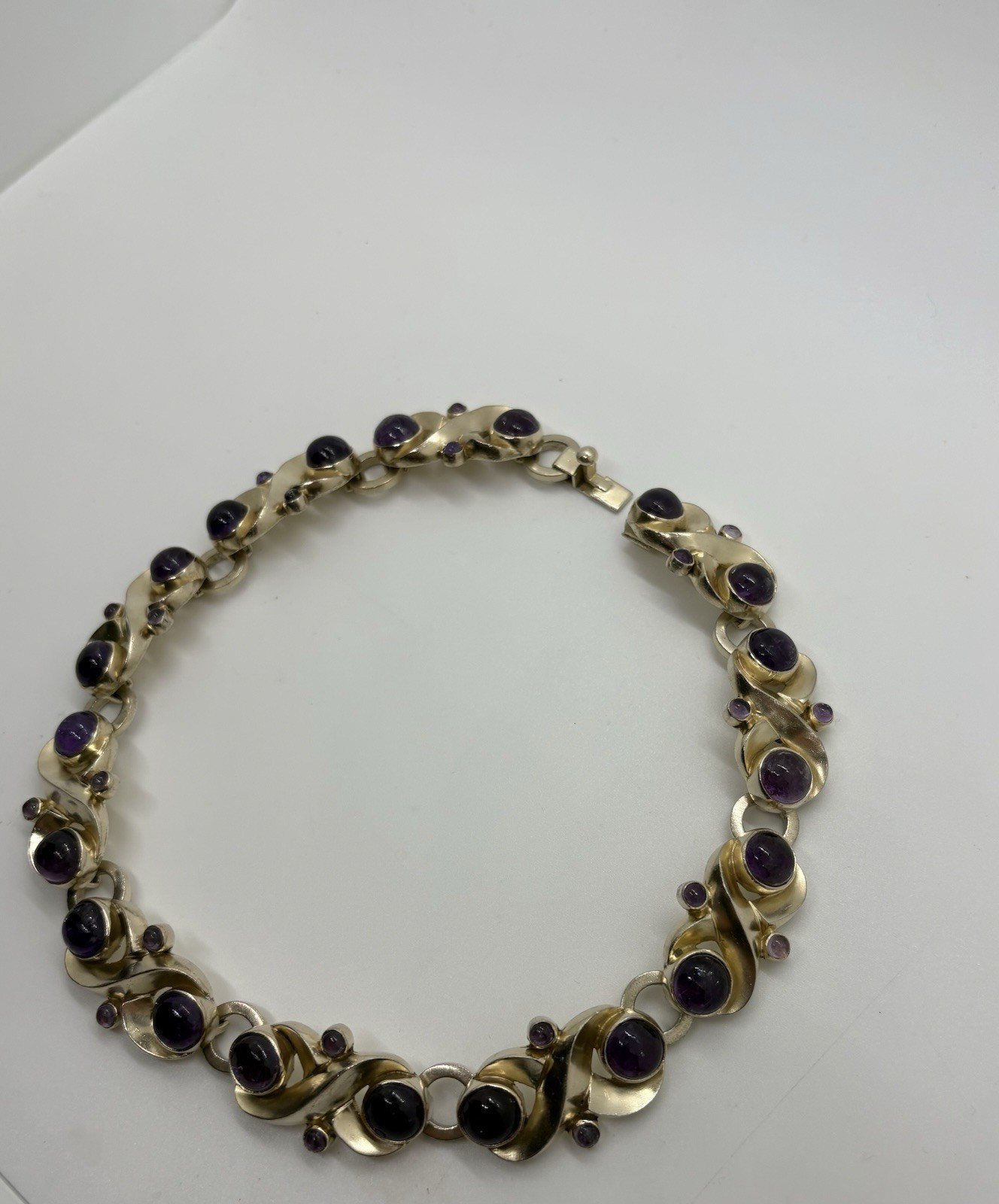 Antonio Pineda Silver Amethyst Necklace 124 Grams(YY480)