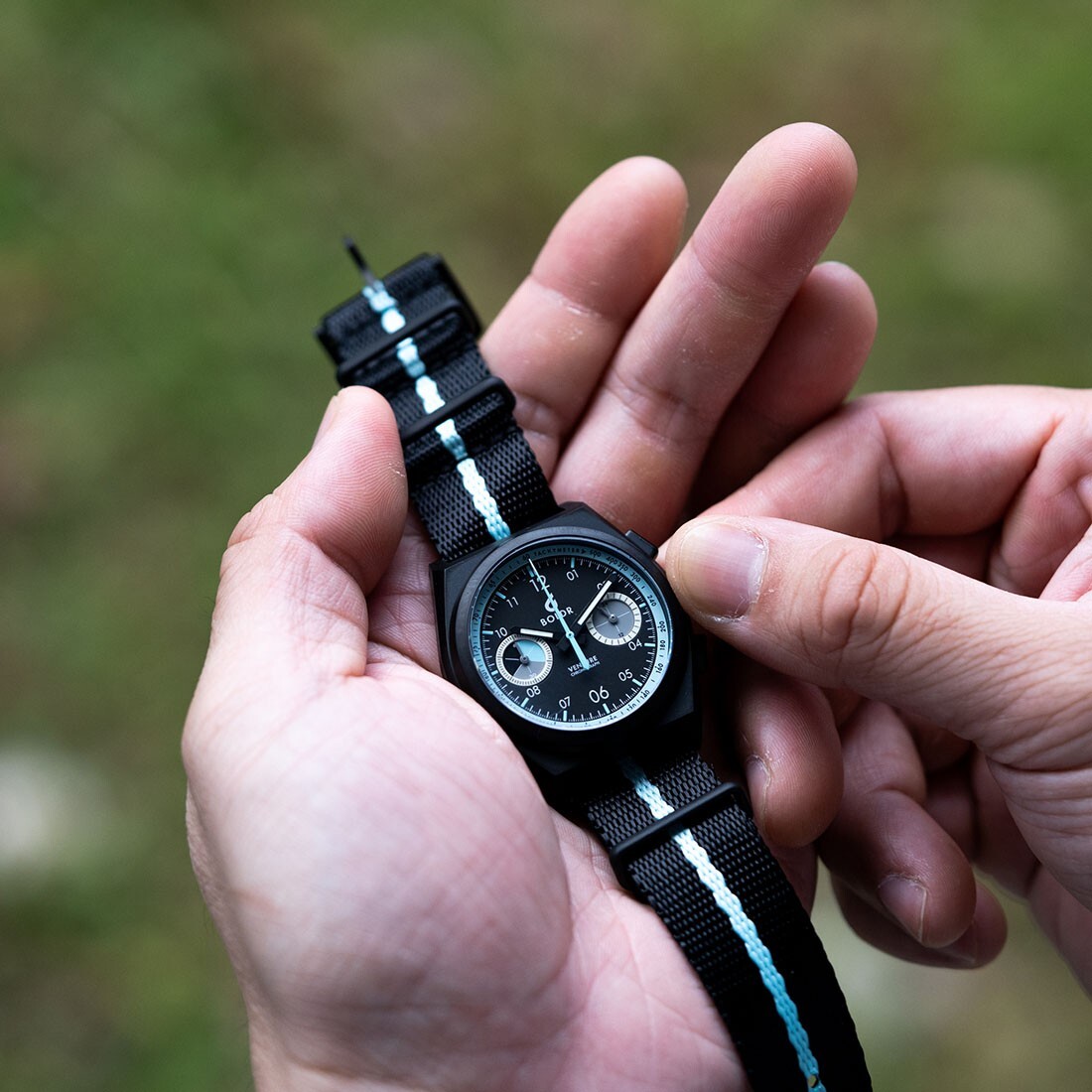 BOLDR RALLY SRW Cronografo Meca-quarzo Titanio Nero Tessuto Orologio Uomo
