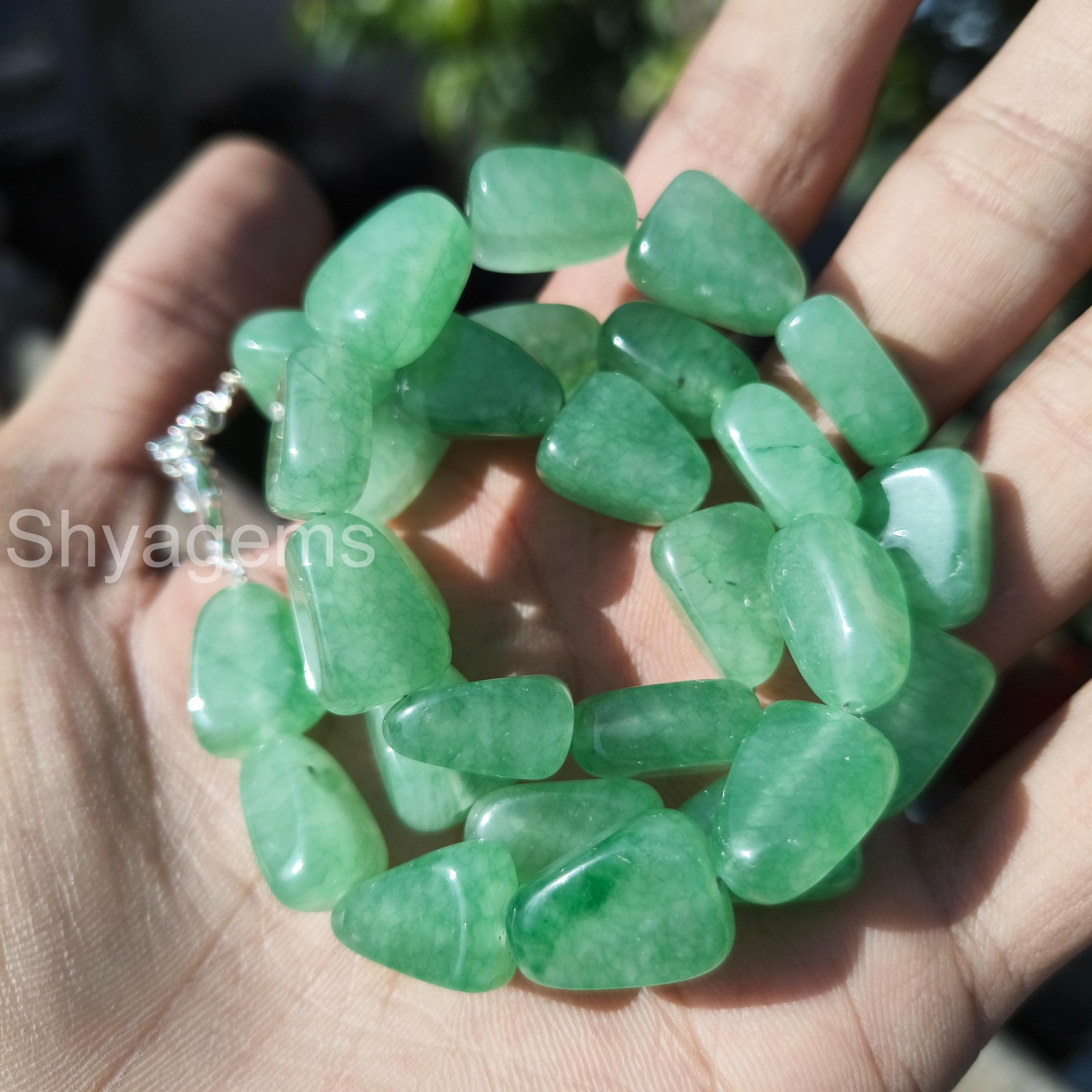 Green Chrysoprase Beads, Natural Chrysoprase Gemstone Strand, Smooth Green Gems