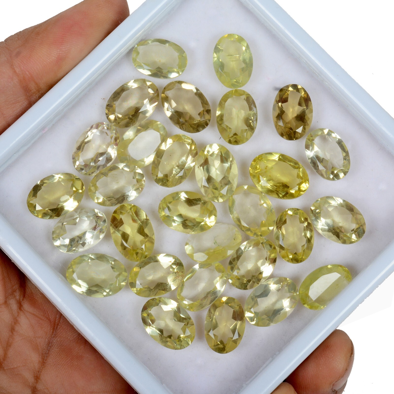 Certified 157 Ct Natural Untreated Lemon Citrine Quartz Oval Cut Gems Lot 13-15m