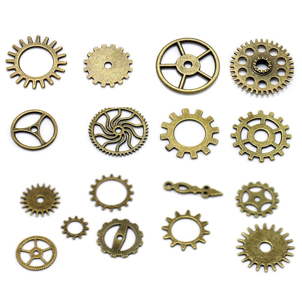 17Pcs Alloy Gear Pendant Charms Bulk for DIY Jewelry Making Golden Steampunk