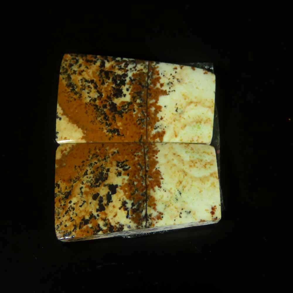 17.40Cts.100%Natural Picture Jasper Fancy Cabochon Pair Cab 11x19x4mm Losse Gems