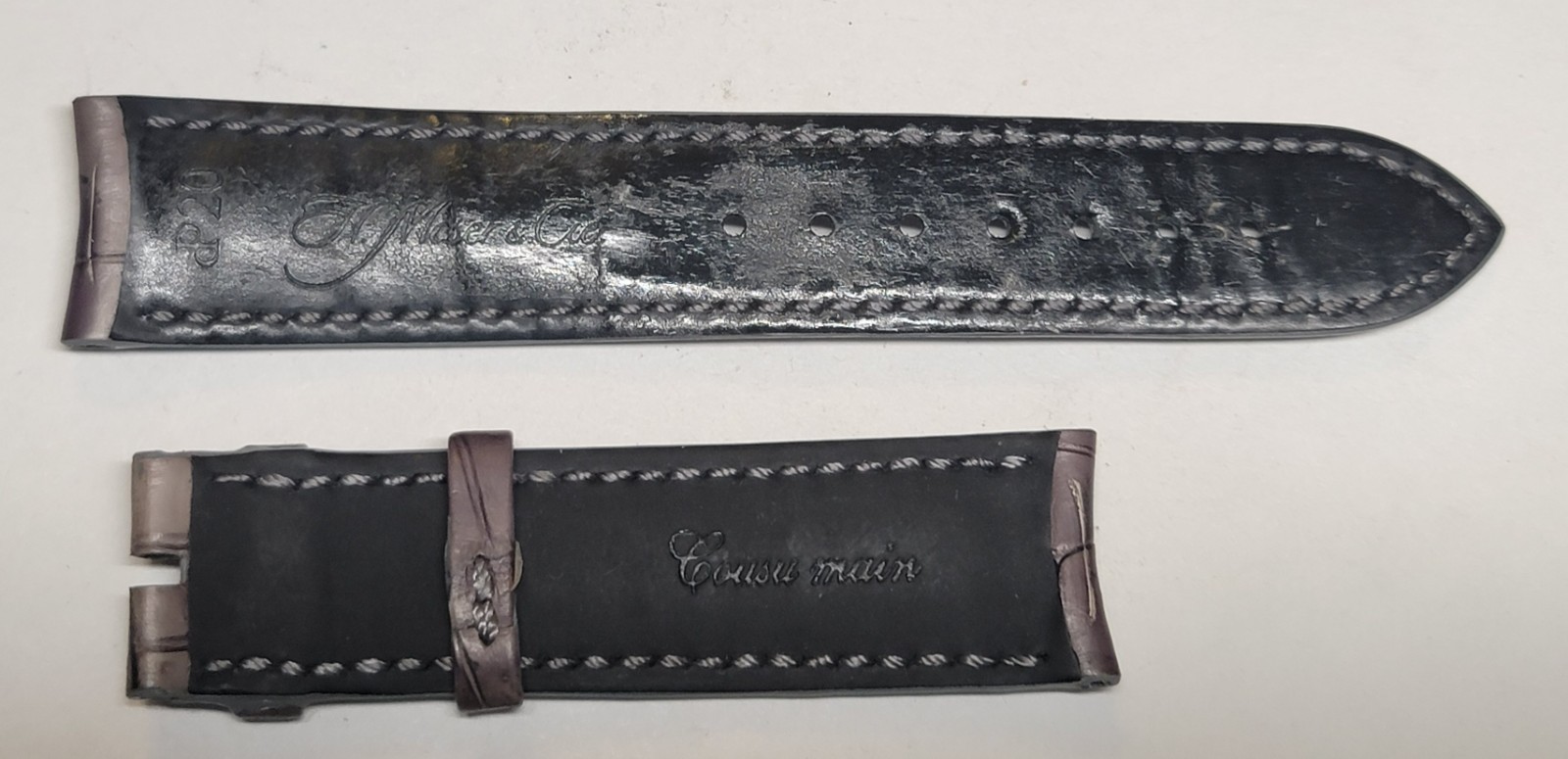 Authentic H. Moser & Cie Gray Leather Watch Strap 20/18 mm, 74 + 115mm OEM