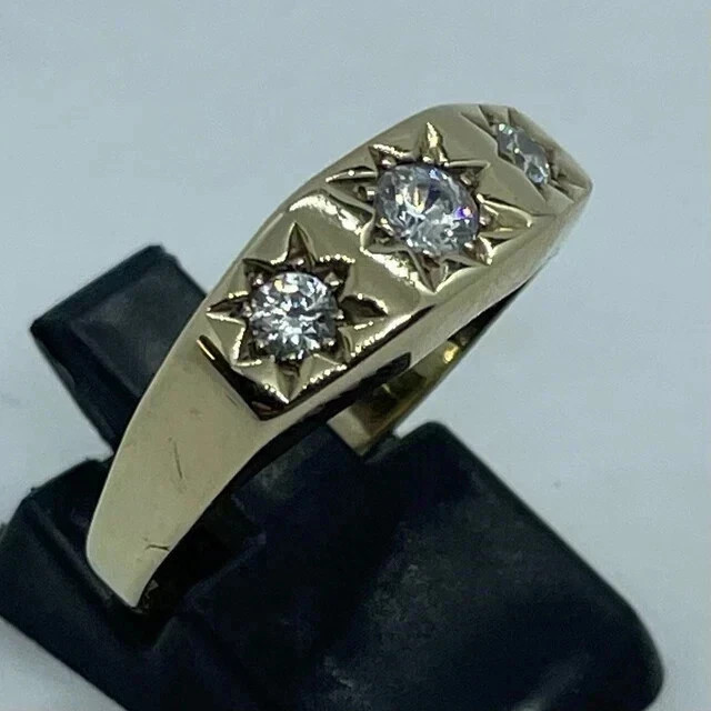 2Ct Round Cut Real Moissanite Gypsy Style Engagement Ring 14k Yellow Gold Plated