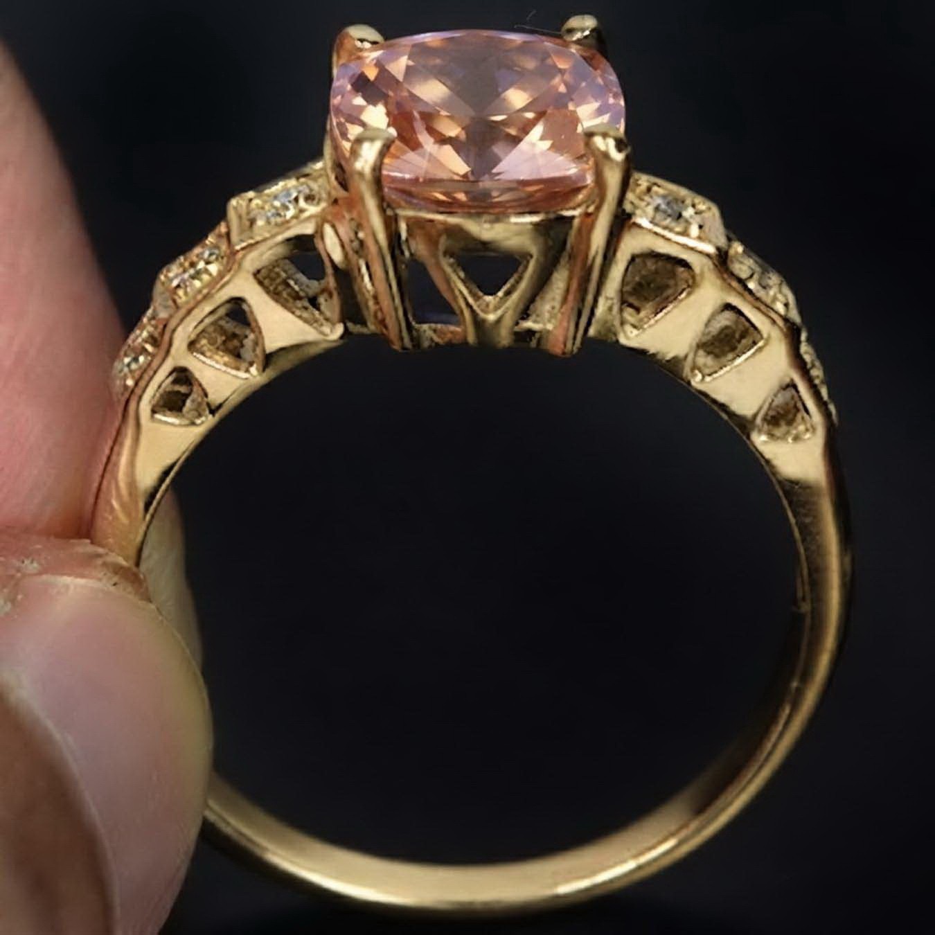 8 mm Natural imperial topaz Ring Silver Sterling Plated gold Size 7 Free Resize