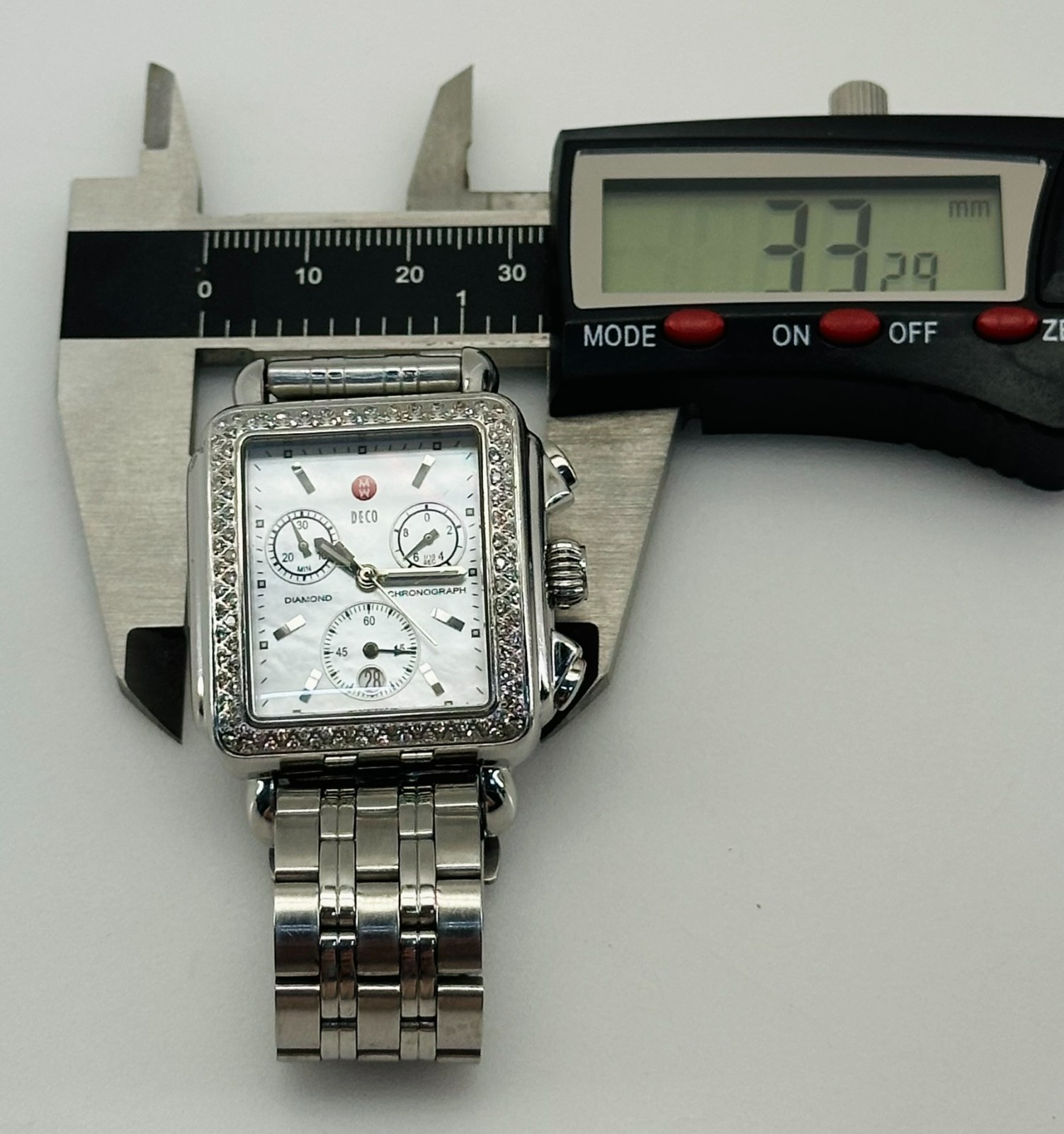 MICHELE DECO 33MM STAINLESSSTEEL DIAMOND WATCH