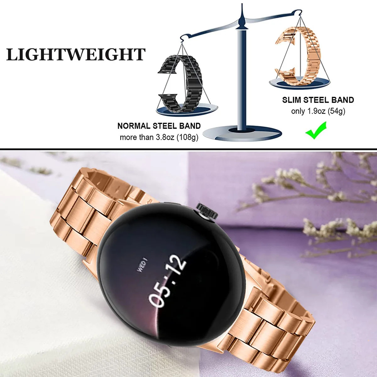 Slim Solid Steel Watch Band for Google Pixel Watch 4 3 2 41 45mm Strap Bracelet