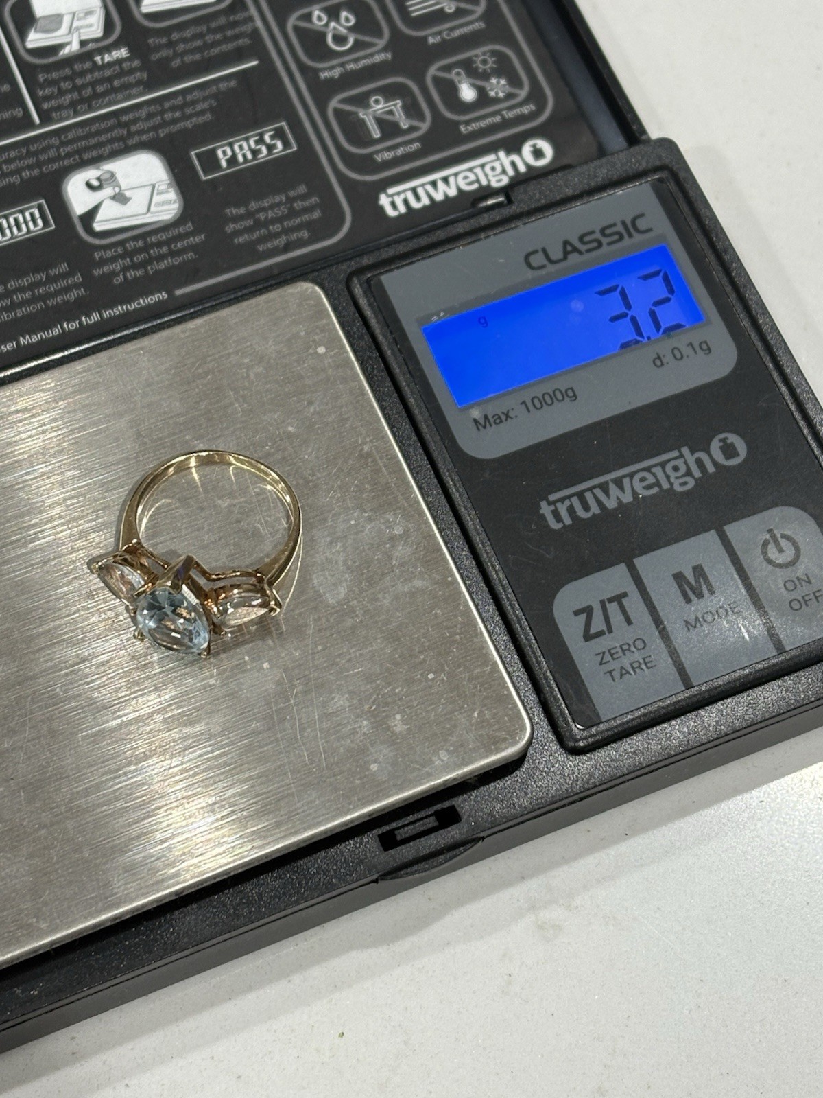10KT Gold Ring Aquamarine Ladies Size 6.5 Vintage 3.2 Grams