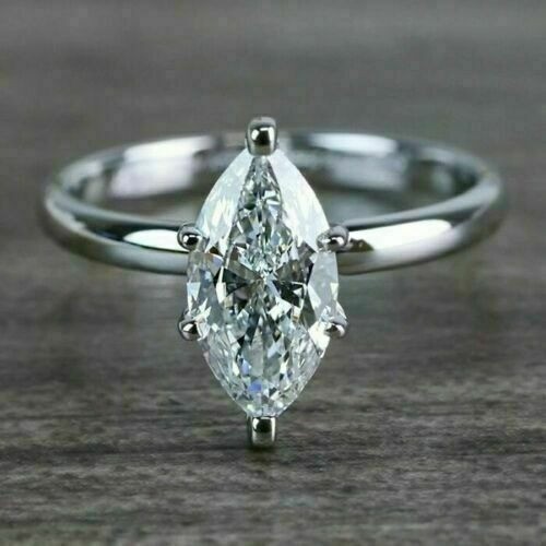 White Diamond 2.80 Ct Marquise Cut Lab-Created Wedding Ring 925 Sterling Silver