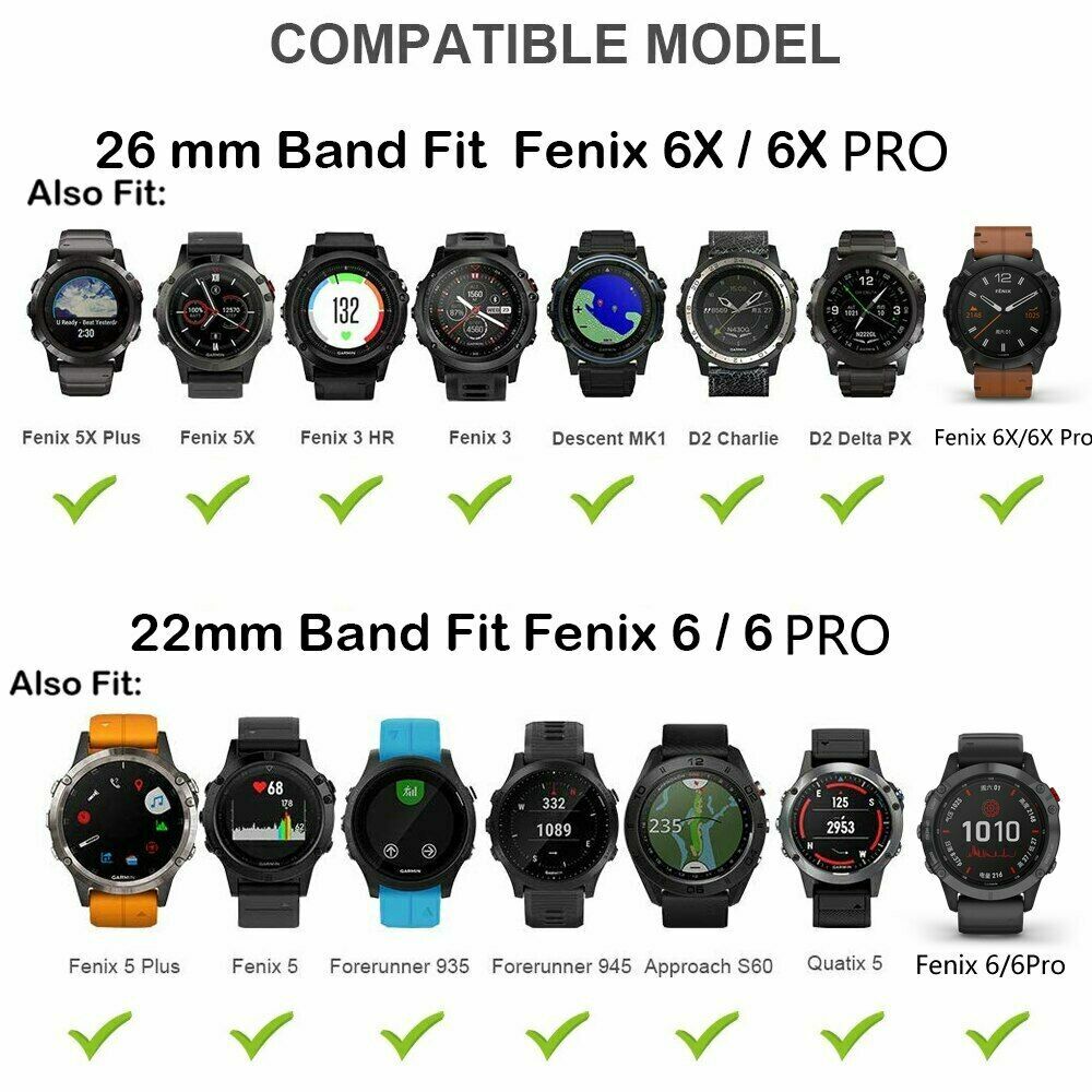 Easy Fit Silicone Strap For Garmin Fenix 7 7X Solar 6 6X Pro 5 5X 3 Watch Band