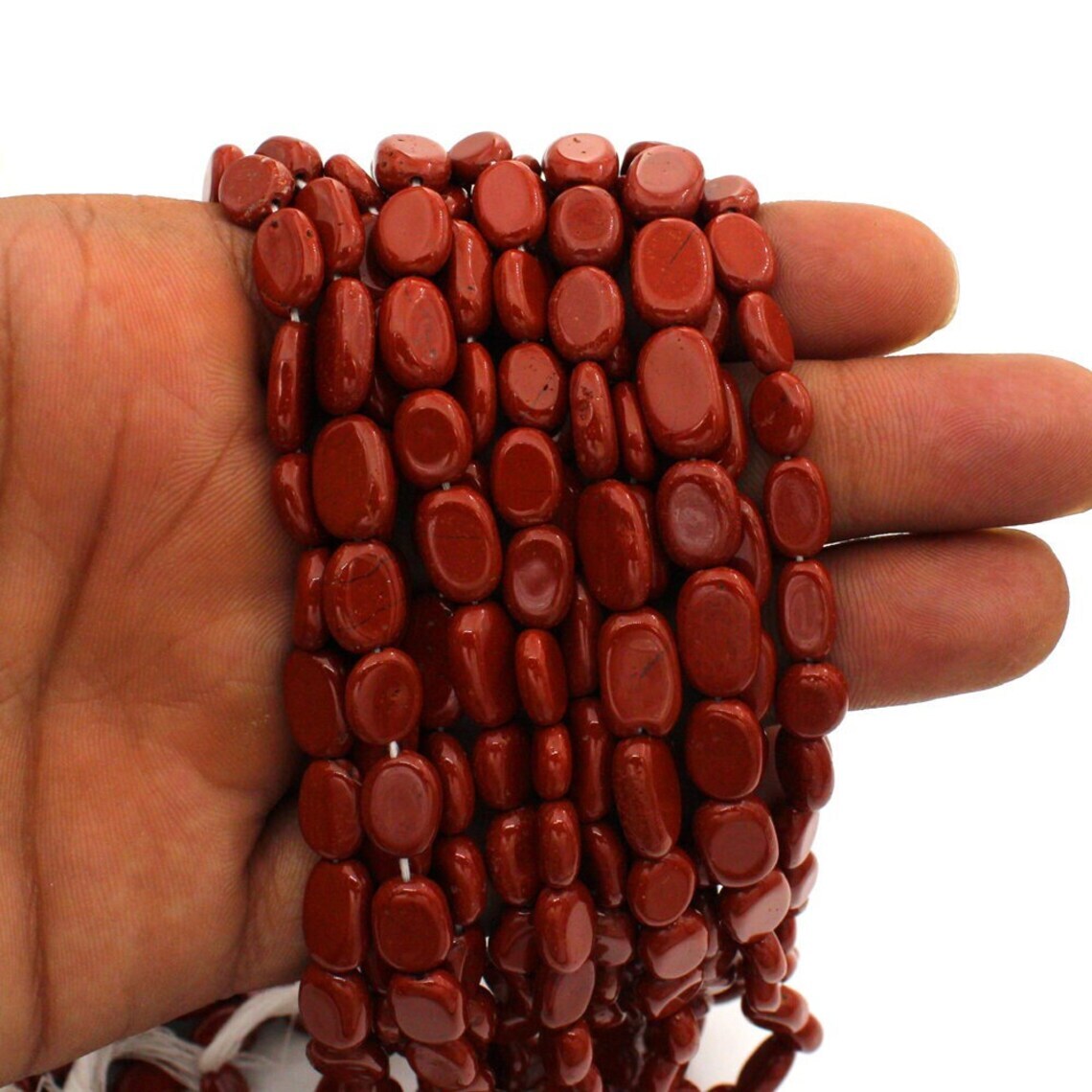 Natural Jasper Gemstone Plain Oval Beads(Mani) 3Lines Loose13 inch Strand