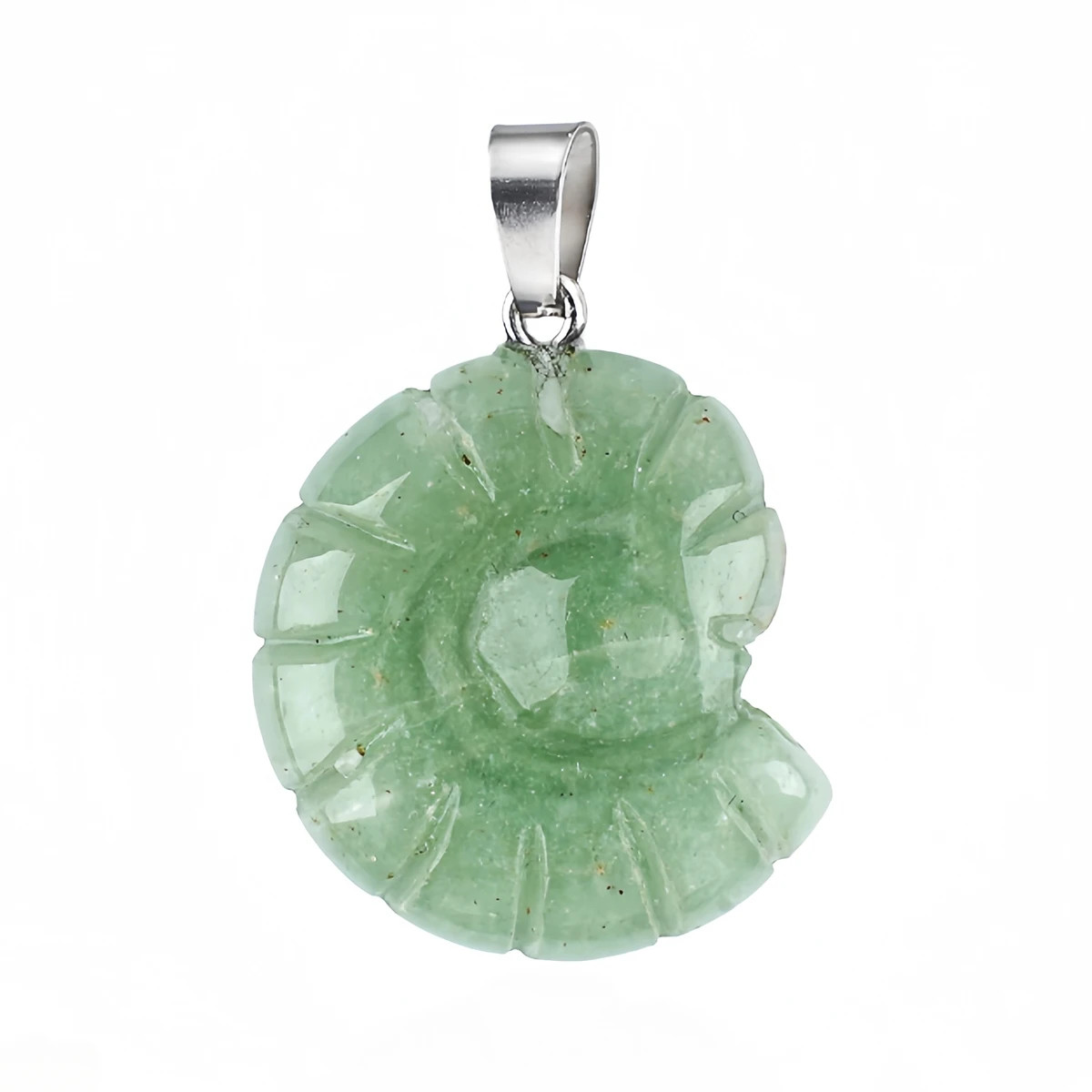 5PCS Carved Gemstone Conch Shell Pendant 25mm Crystal Ammonite Fossil Charms