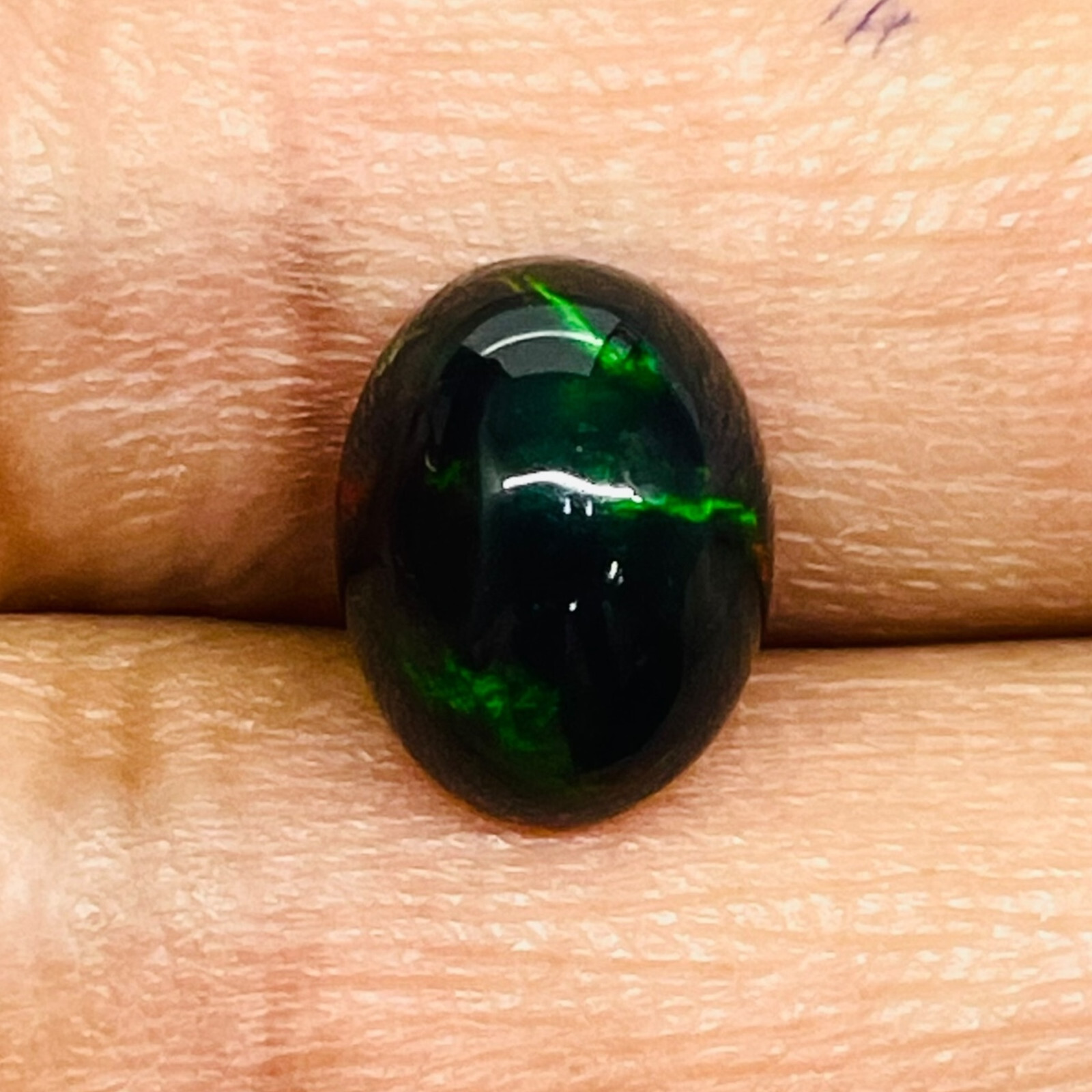 2.23 Cts Natural Ethiopian Black Opal 10.5x8mm Oval Cabochon Loose Gemstone