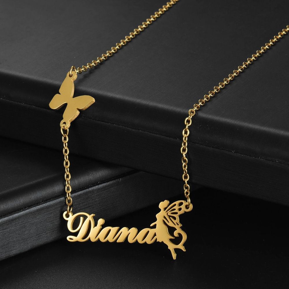 Custom Name Necklace Personalized Stainless Steel Letter Pendant Chain Nameplate