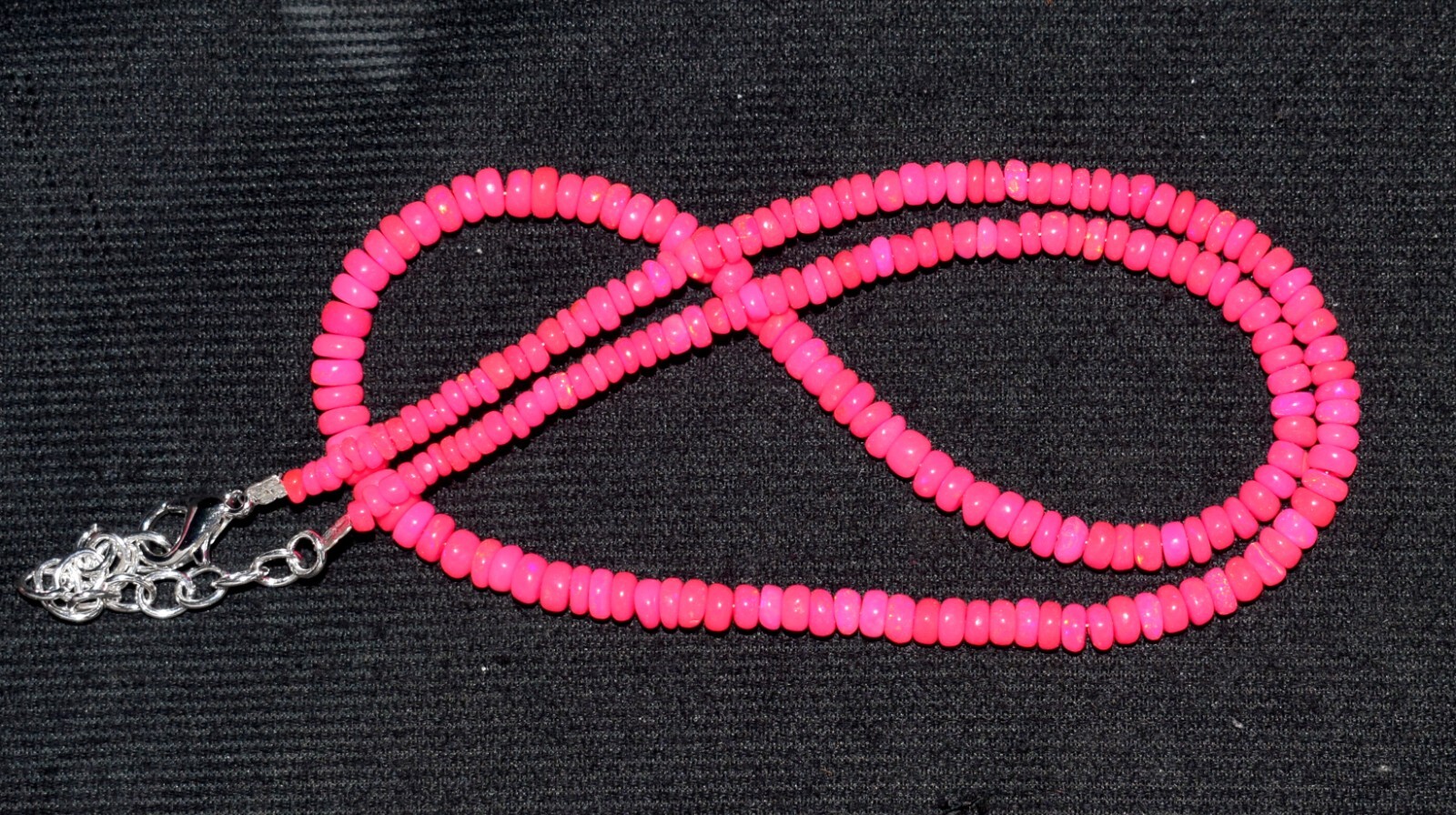 16″Natural Ethiopian Pink Opal Wello Fire Opal Gemstone Bead Necklace 3-4mm