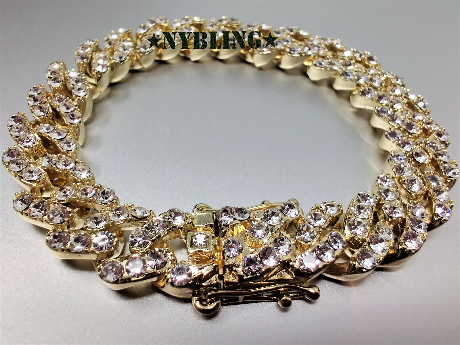 Miami Cuban Link Designer CZ Bracelet Mens Hip Hop Plated Jewelry 7.5″ – 9.5″