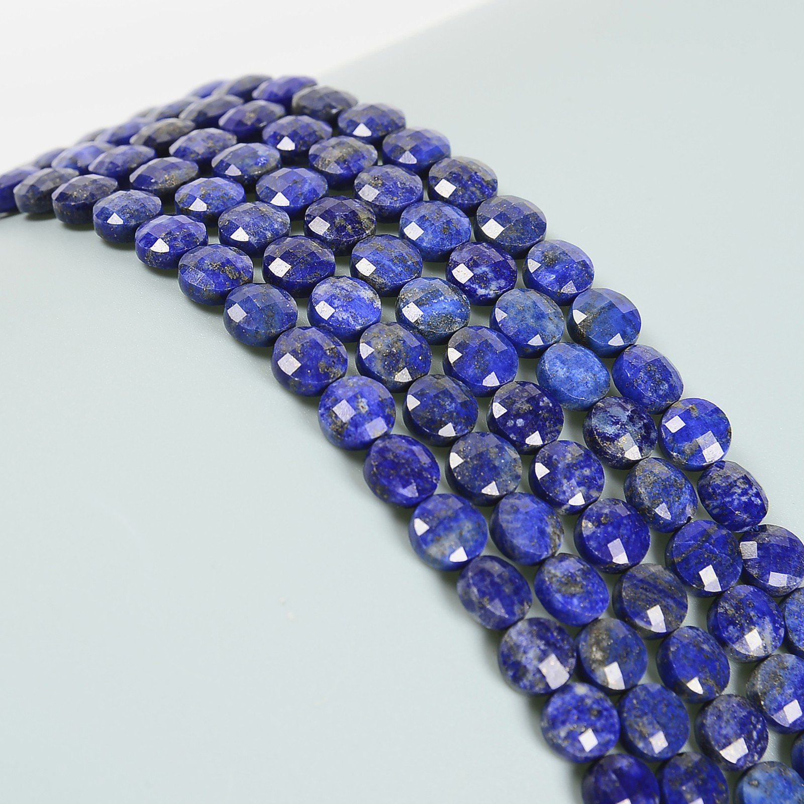 Natural Lapis Faceted Coin Beads Size 8mm 15.5” Strand (8mm)