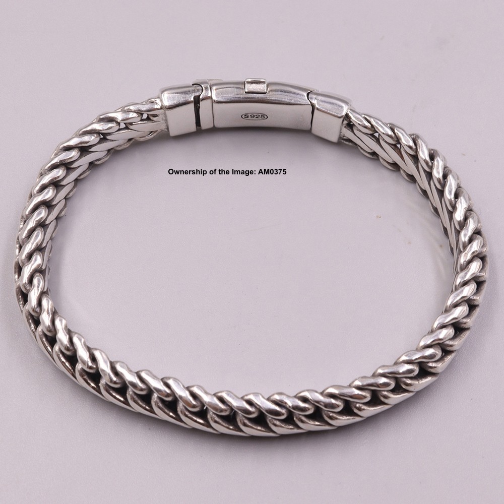 NEW Pure 925 Sterling Silver 10mm Curb Link Chain Men’s Bracelet 8.26inch 58-60G