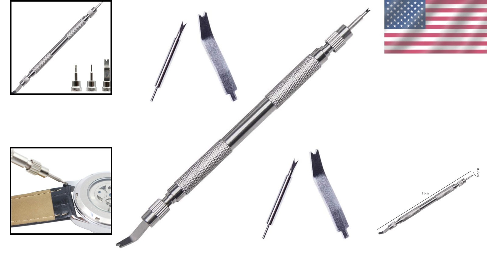 5-Piece Spring Bar Tool Set for Effortless Watch Band Replacement in Silver