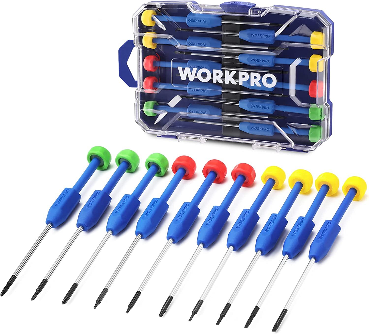 WORKPRO 10-Piece Precision Screwdriver Set with Case Non-Slip Grip Magnetic NEW