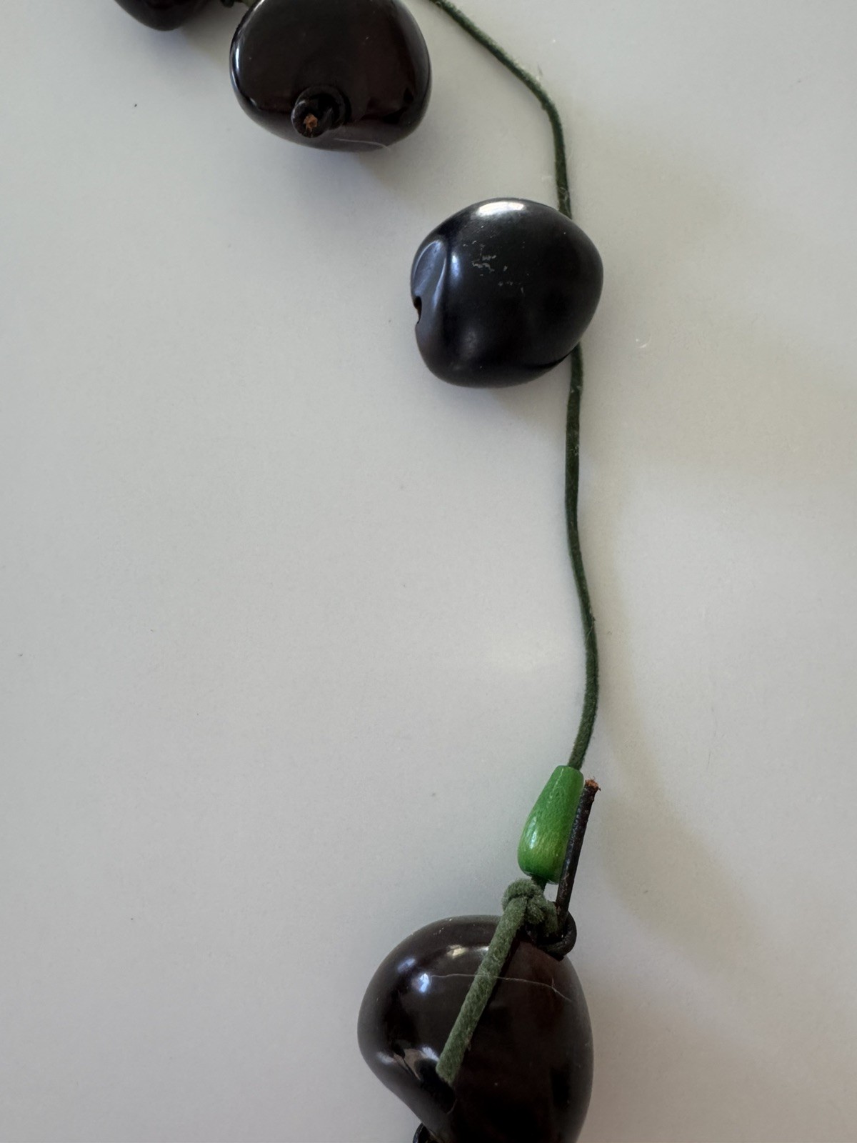 Vintage HENRY BEGUELIN – Dark Brown & Green Bead & Flower Broken Necklace