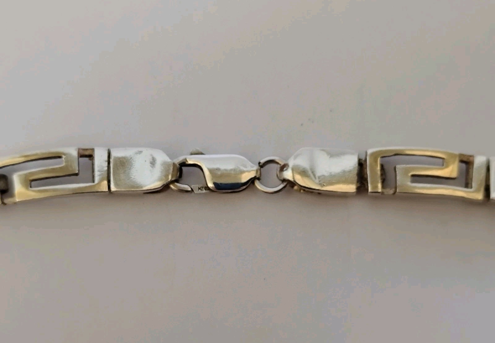 Sterling Silver Greek Key Necklace Graduated Openwork Links 17.5″ 36.9g