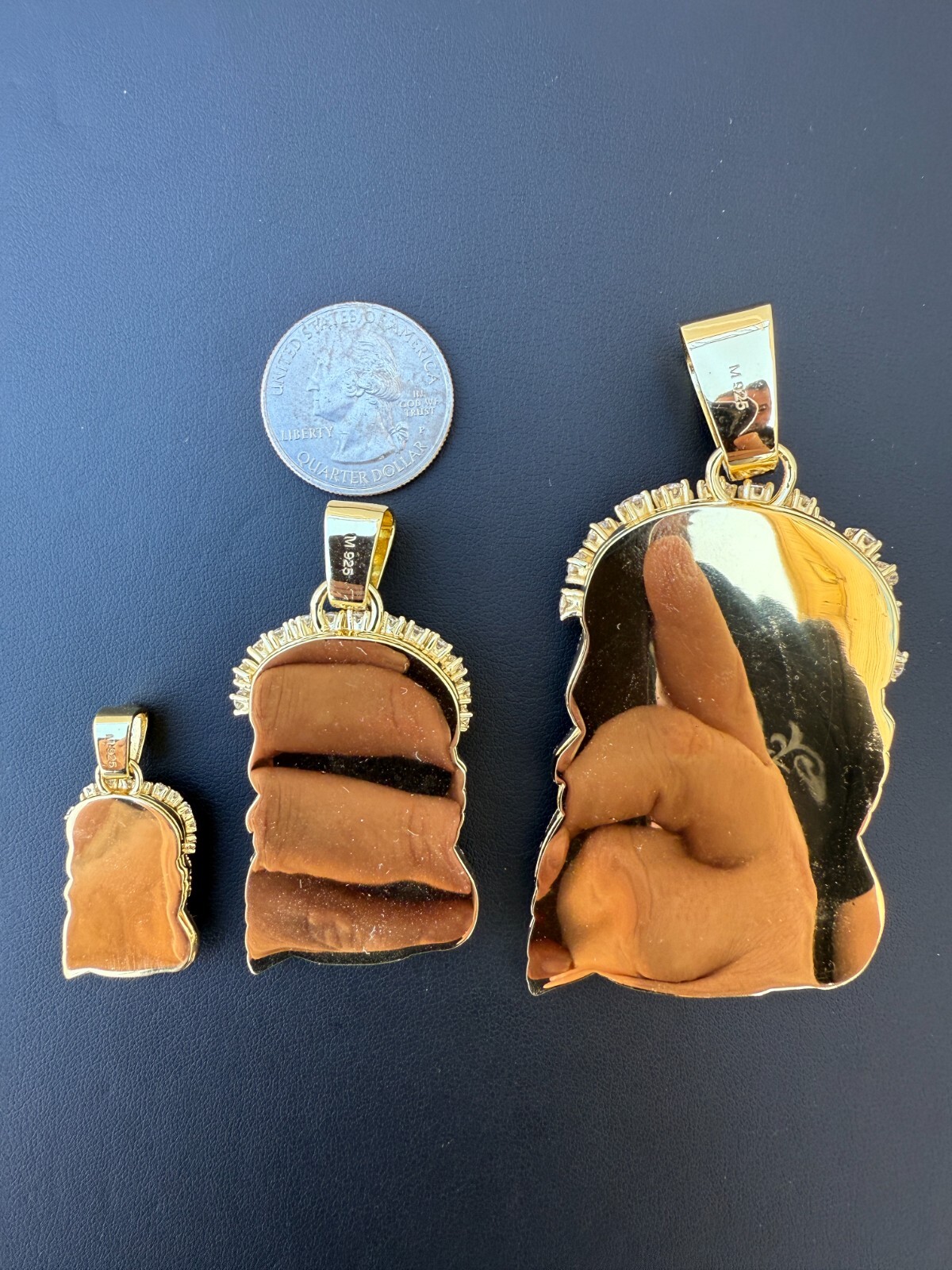 Real MOISSANITE Kufi Jesus Piece Biggie Smalls Tito Pendant 14k Gold Over Silver