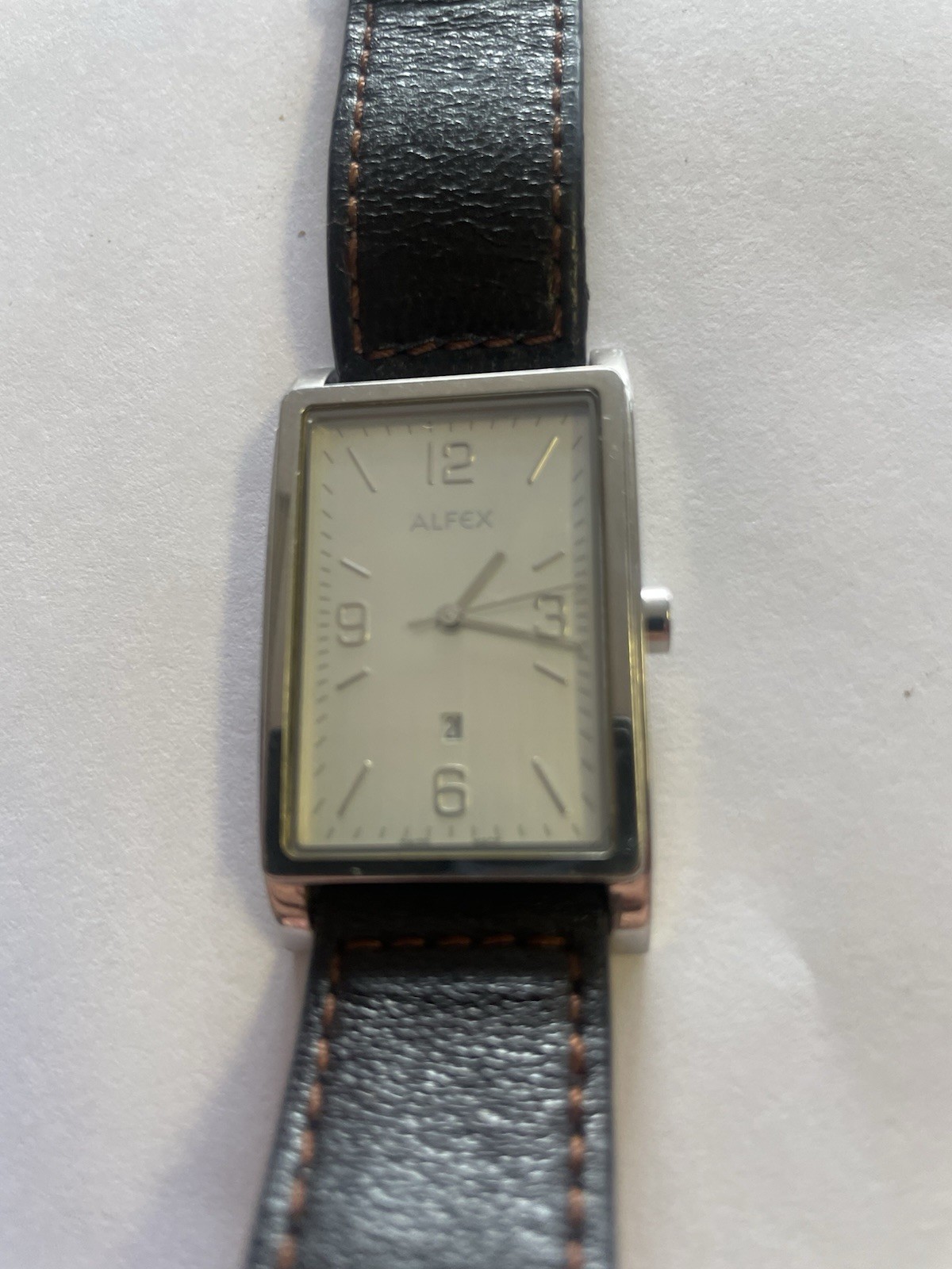 Vintage Alfex RECTANGLE SWISS STAINLESS STEEL MEN’S QUARTZ WATCH “ALFEX” 5495