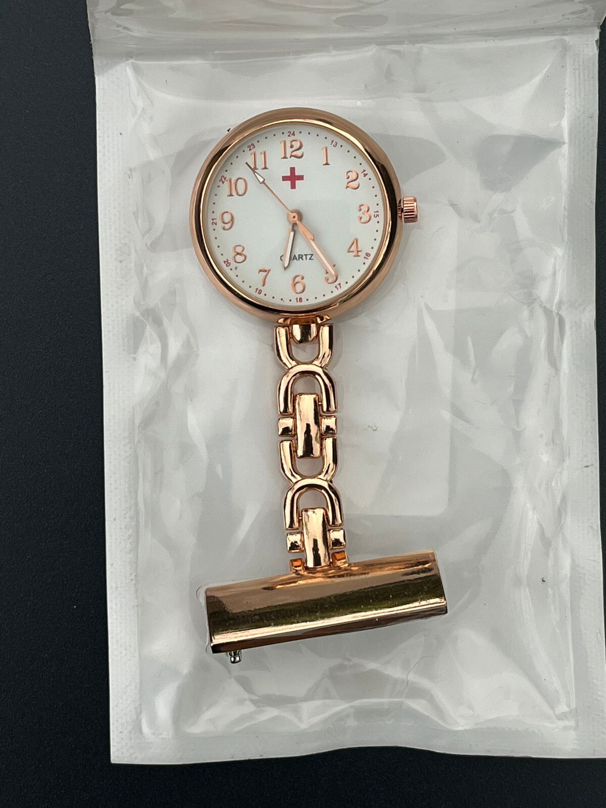 Nurses Fob Watch Rose Gold Finish -Nice Quality -New Silver Oxide Battery Fitted