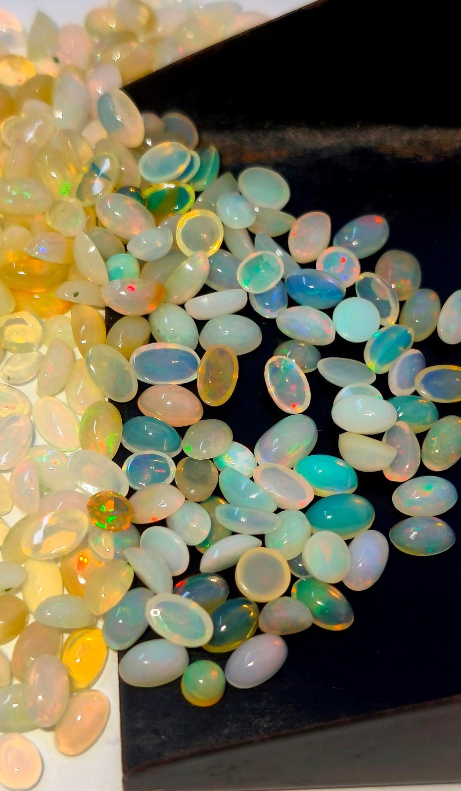 Natural Ethiopian Opal Multi Fire AAA+ Oval Cabochon Loose Gemstone Lot 5X3 MM