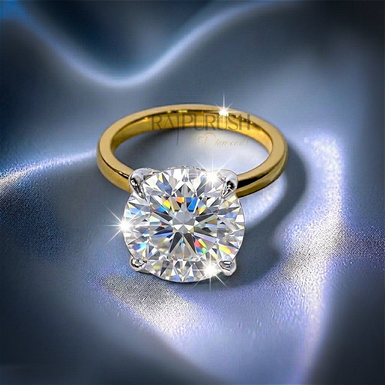 5Ct Round Moissanite Engagement Ring Hidden Halo VVS1 14K Gold Plated Silver