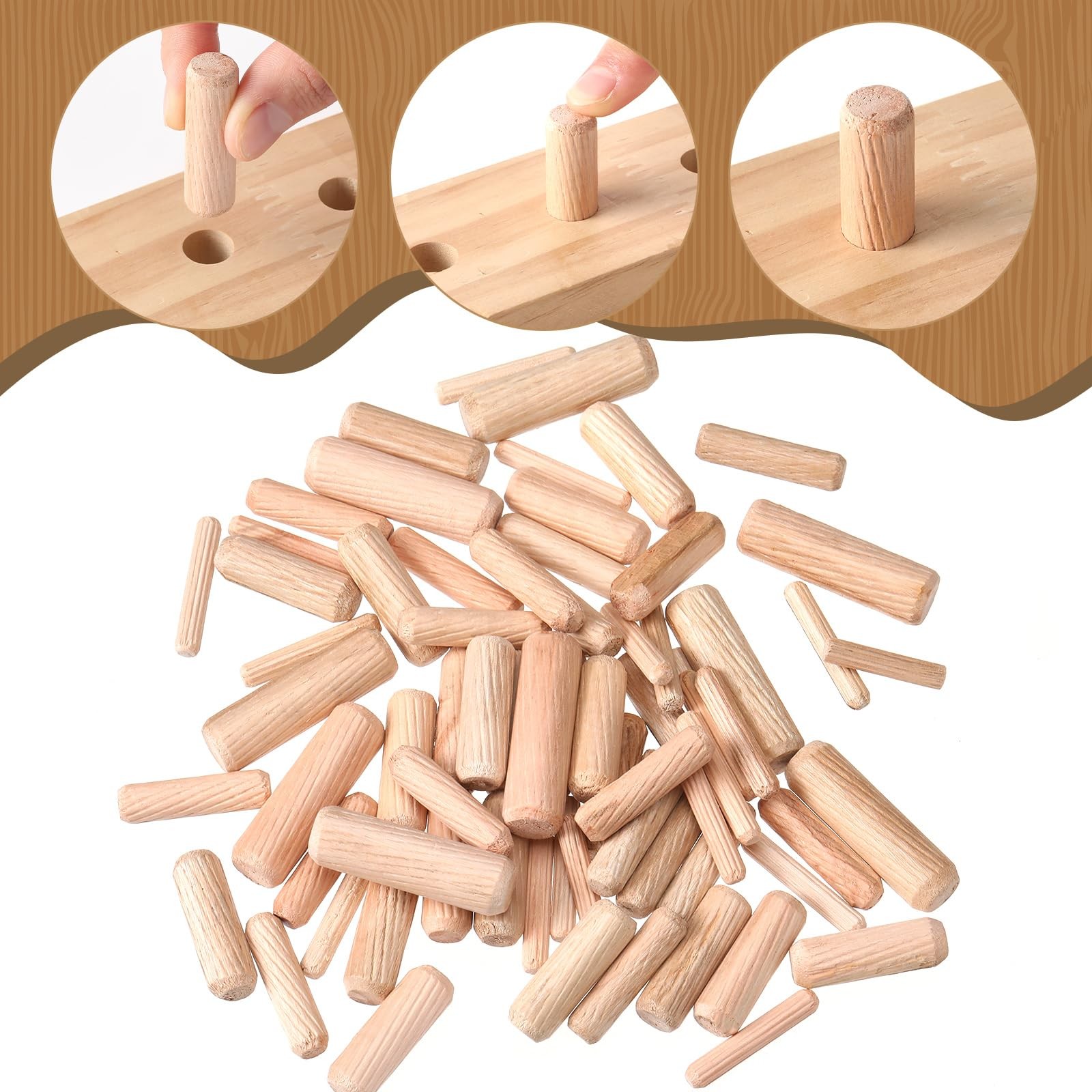 Bucherry 120 Pieces 4 Sizes Wood Plugs Wooden Hole Plugs Button Stoppers Hardwoo