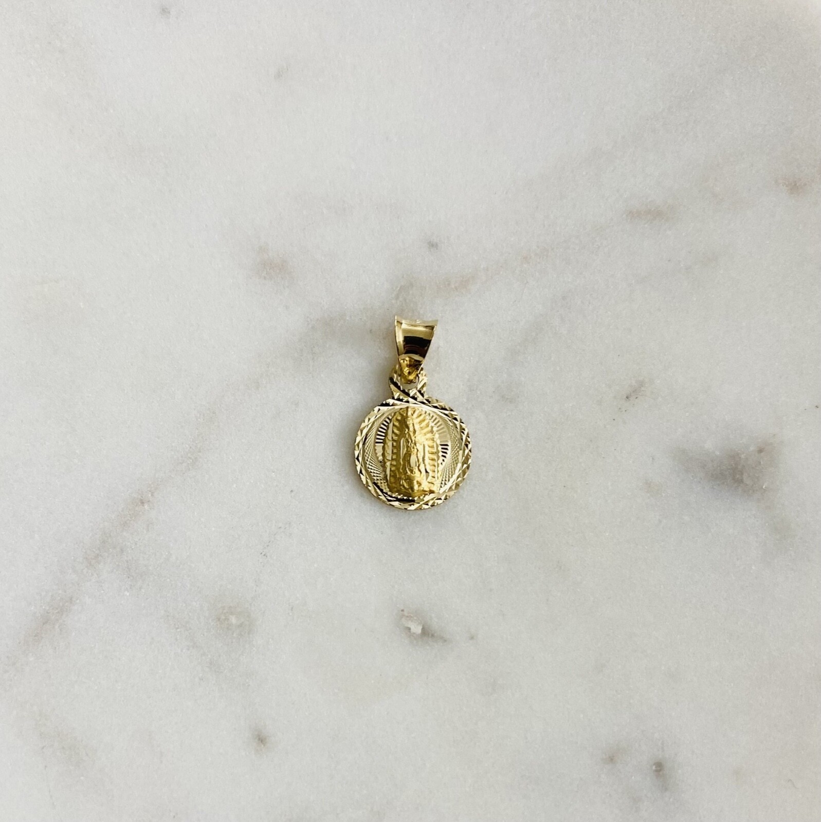14K Solid Gold Virgin Guadalupe ,Virgin Mary 17mm x 11mm Small Pendant – PT308