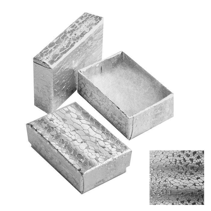 Silver Foil Cotton Filled Gift Boxes Jewelry Cardboard Box Lots of 100, 200, 500