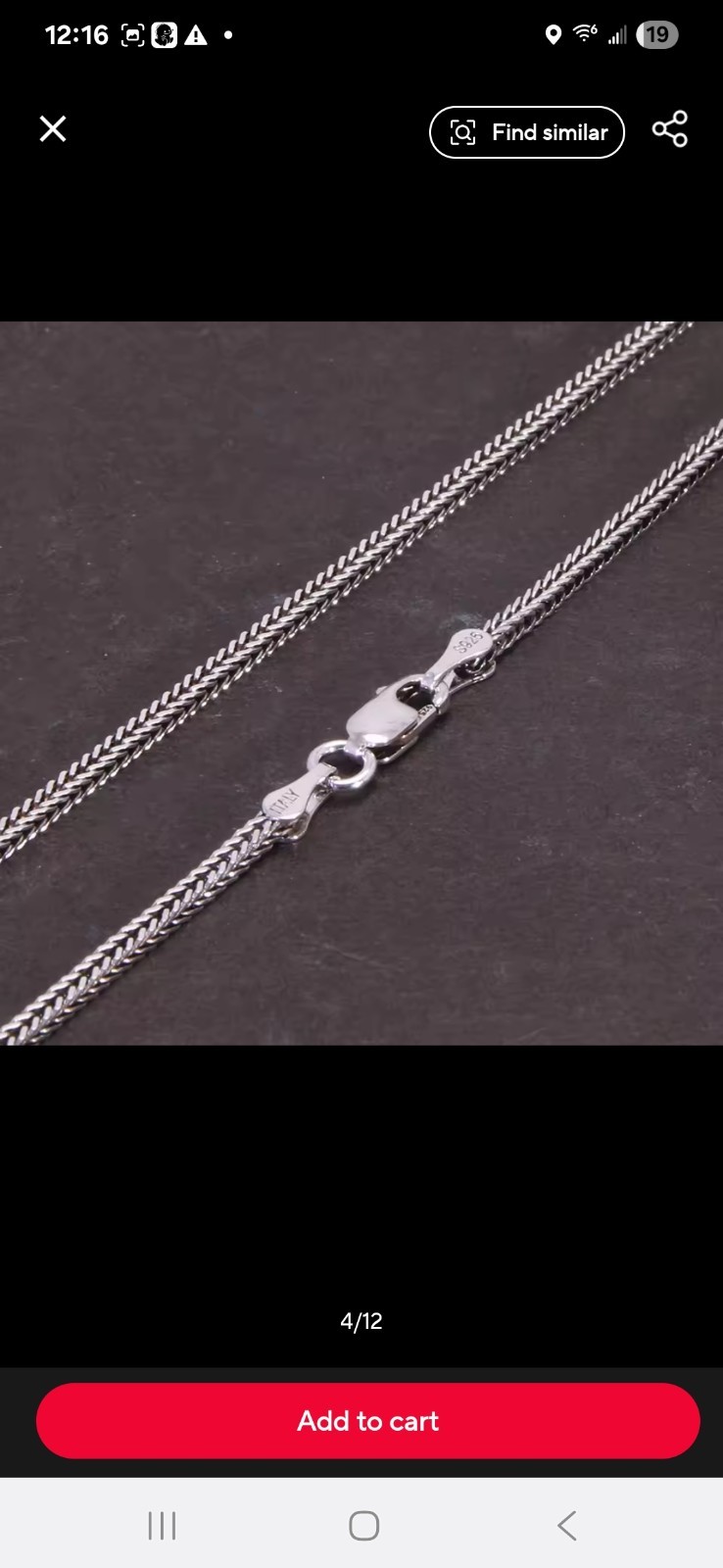 925 Sterling Silver Spiga/Wheat Chain Necklace 55cm, Lobster Clasp, Signed