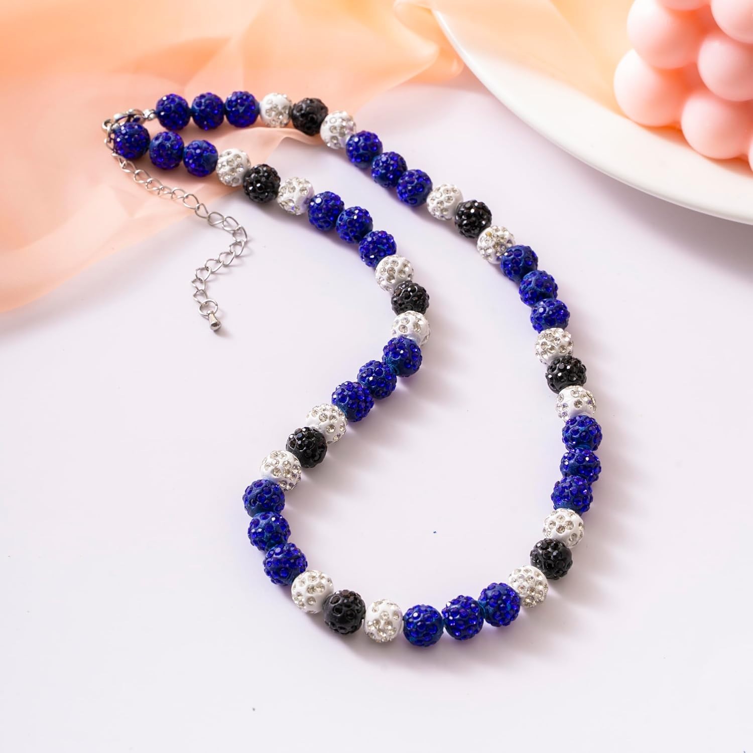 Baseball Enthusiast Adjustable Necklace – Navy Blue Bling Jewelry for All Ages