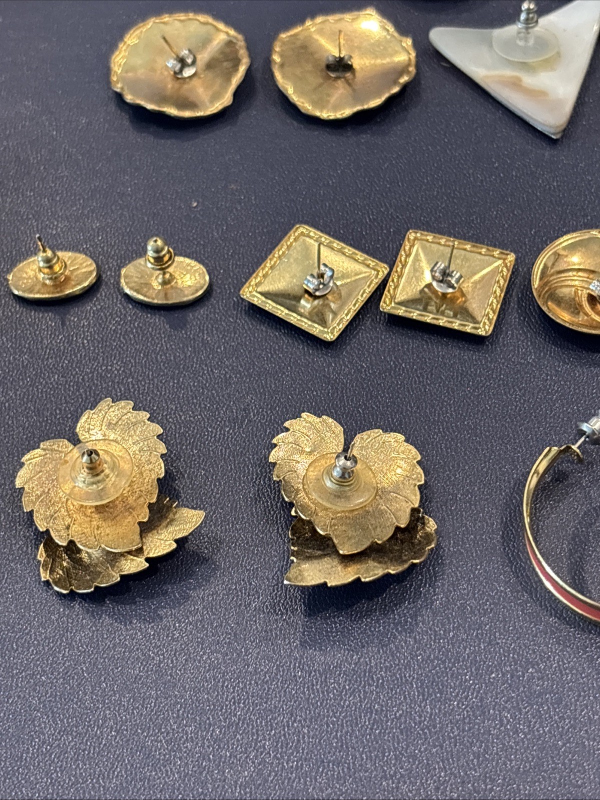 Lot of 18 Pairs of Vintage Pierced Earrings Variation Of Colors And Shapes.