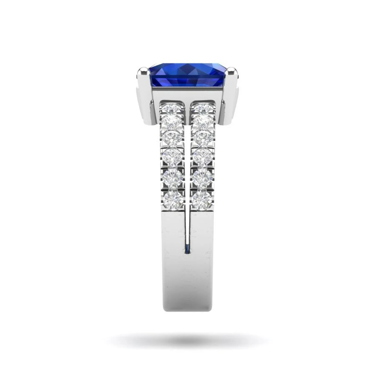 4.5 Ct Cushion Cut Natural Sapphire Diamond Wedding Bridal Ring 14K White Gold 7