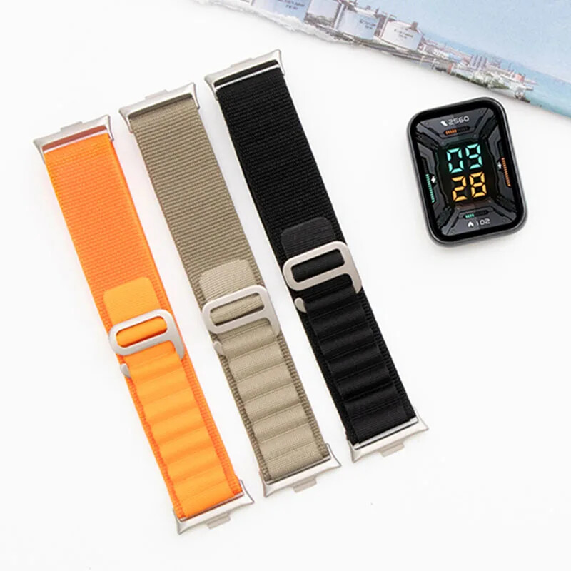 Weave Nylon Wristband Strap for Xiaomi MiBand 8 9 Pro Red Mi Watch 4 Fabric Band
