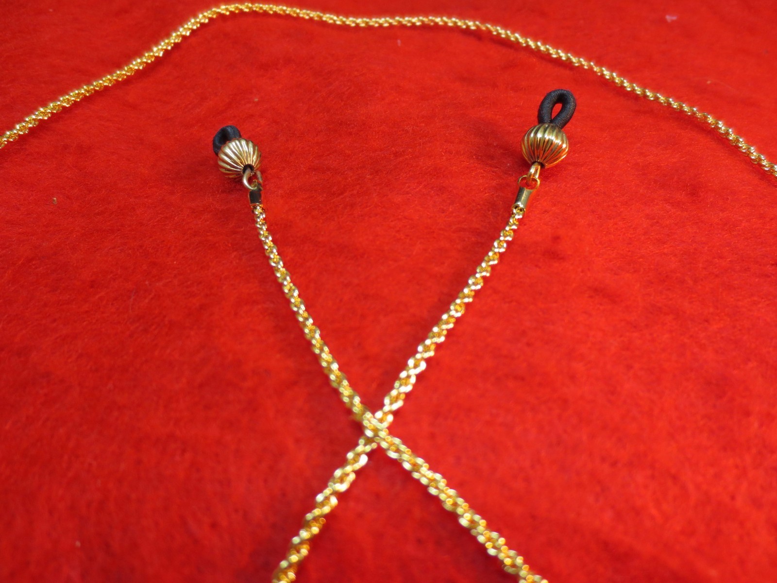 EYEGLASS HOLDER 20-30 INCH 14KT GOLD PLATED 1.7mm ROPE CHAIN EYEGLASS HOLDER