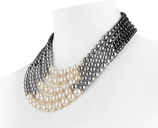5 row 4-10mm natural south sea Tahitian white gray black round pearl necklace 11