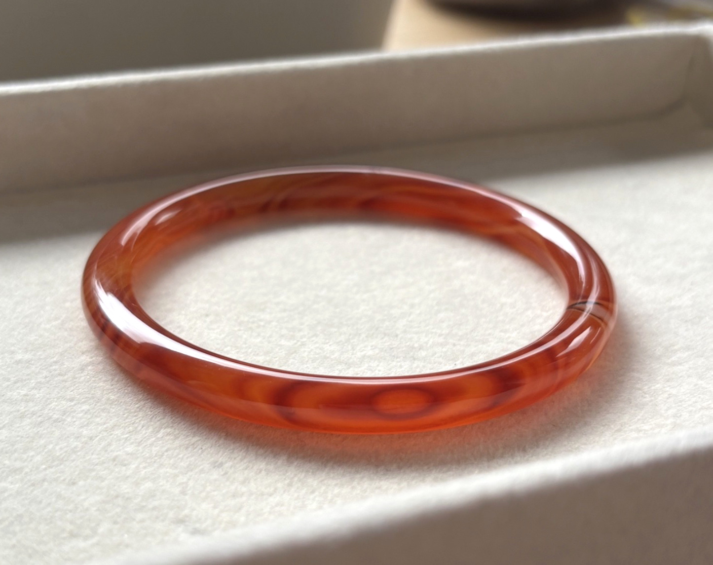 61mm Carnelian Agate Bangles Bracelets Orange Lace Agate Banding