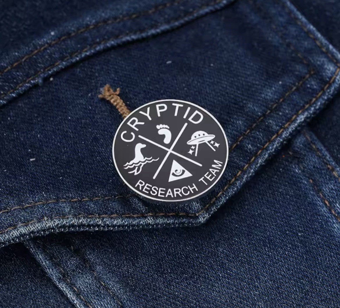 Cryptic Research Team Style 1pc Pin Rubber Backer Cryptid Team Pin FREE SHIPPING