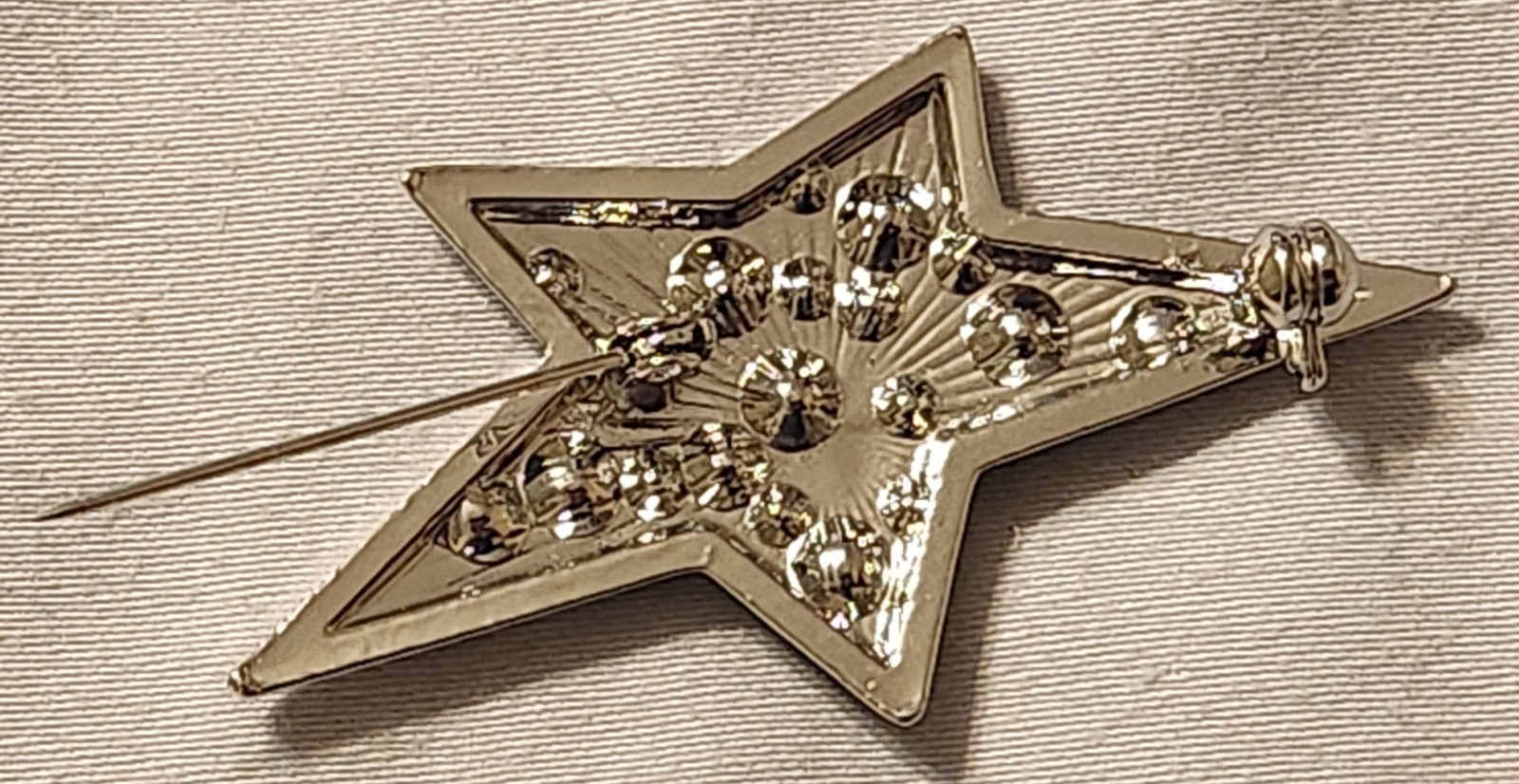 Rare Style New Thierry Mugler Star PIN Brooch Silver w/ Blue & White Crystals