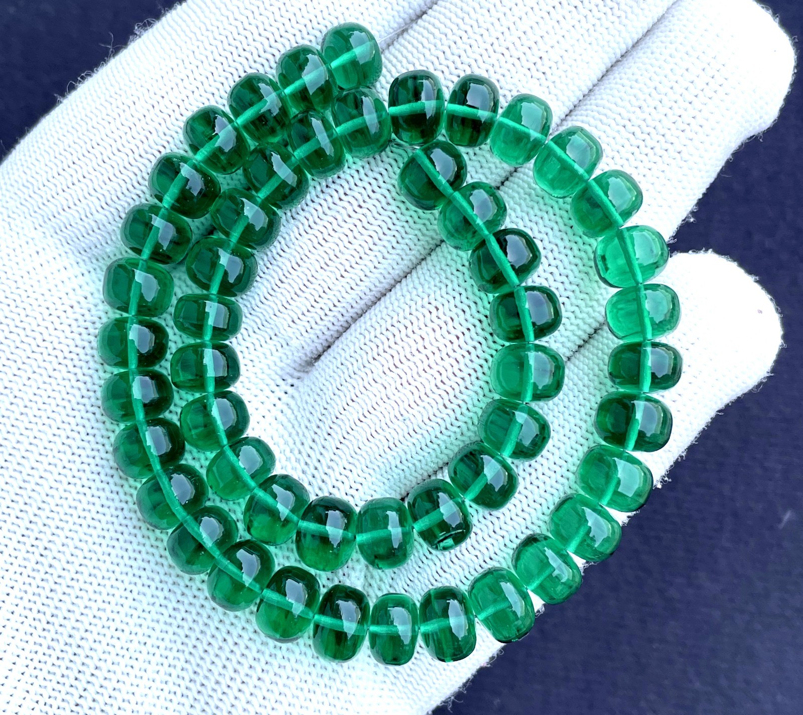 Chrome Green Quartz Smooth Rondelle Beads, 8 Inch Strand For Jewelry Making
