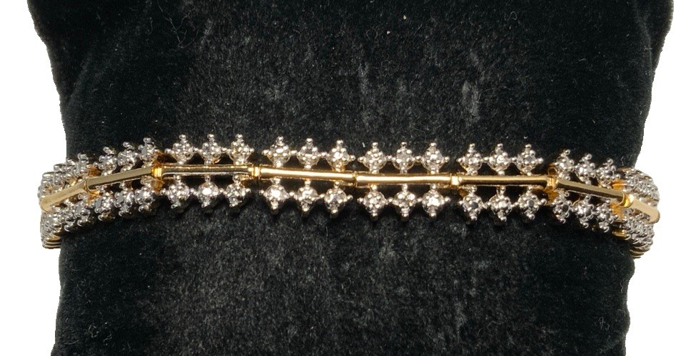 Ross Simons Vermeil Gold over Sterling 925 Diamond Bracelet 7.5-inches LR24