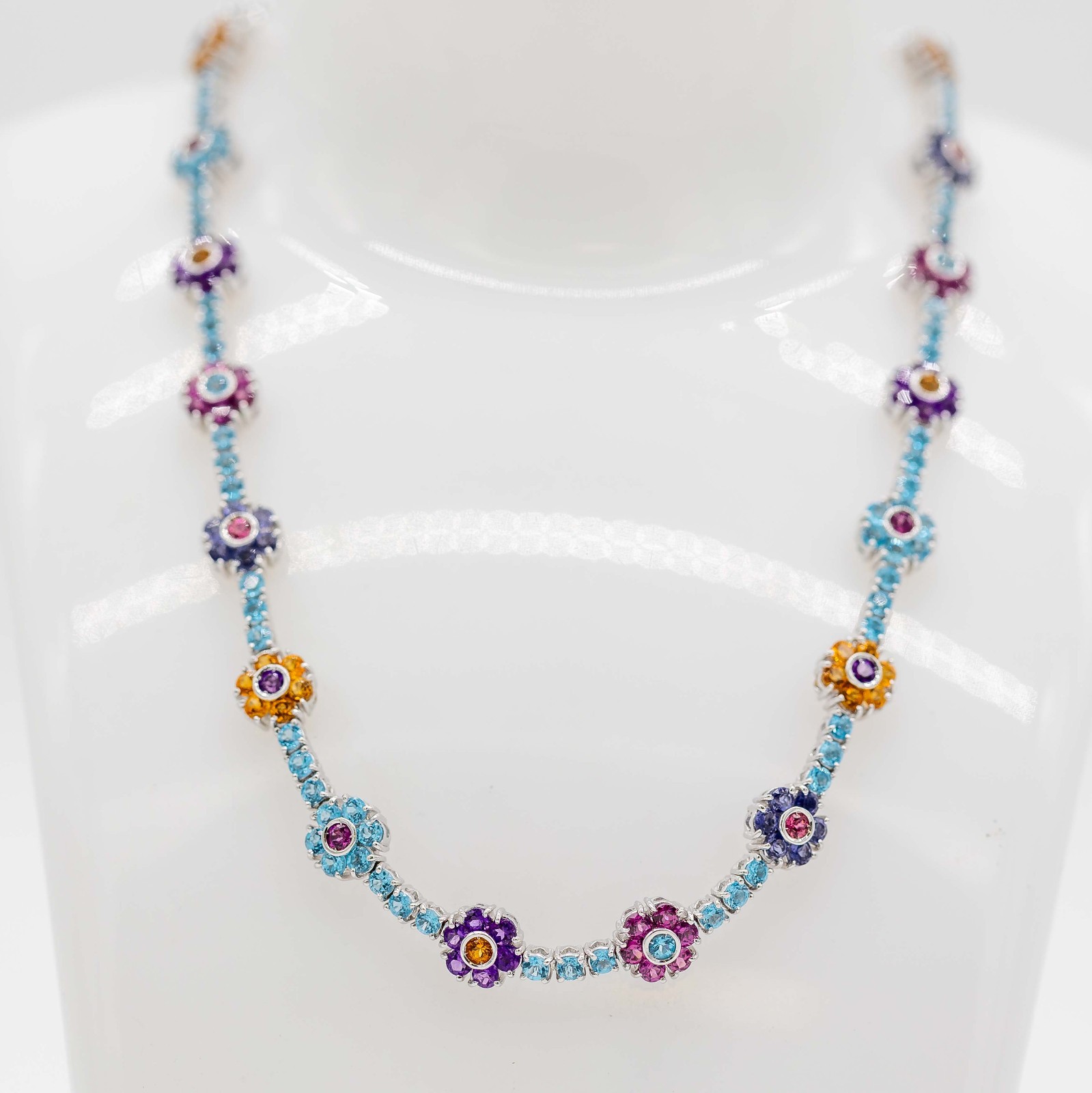 Pasquale Bruni Necklace 750/18K White Gold Various Gemstones L: Approx 35cm