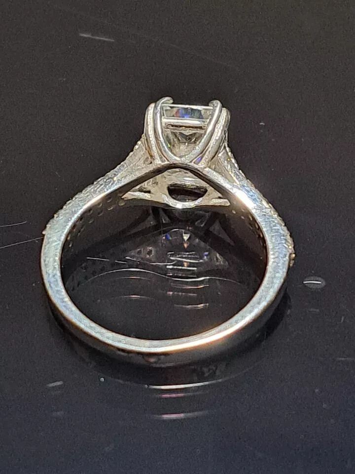 Certified Natural 2ct VS1 Radiant White Diamond 14K White Gold Ring For Women